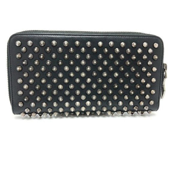 Authentic CHRISTIAN LOUBOUTIN 1175099 Spike studs Panettone Zip Around Long Wall - Picture 1 of 6